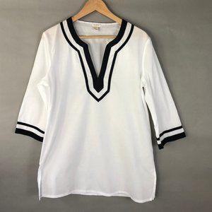 J Crew Factory White Navy Pullover Tunic Cotton